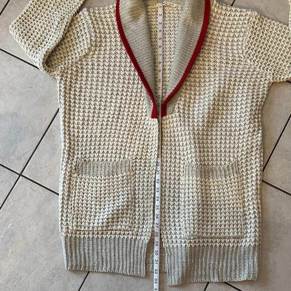 BLUENOTES Cream and Red Knit Cardigan Sz L NWOT - Picture 10 of 10